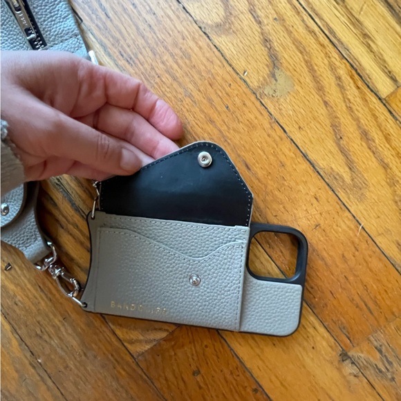 Bandolier Billie - PHONE CASE & ALL LEATHER STRAP - Greige/Silver - Picture 5 of 10